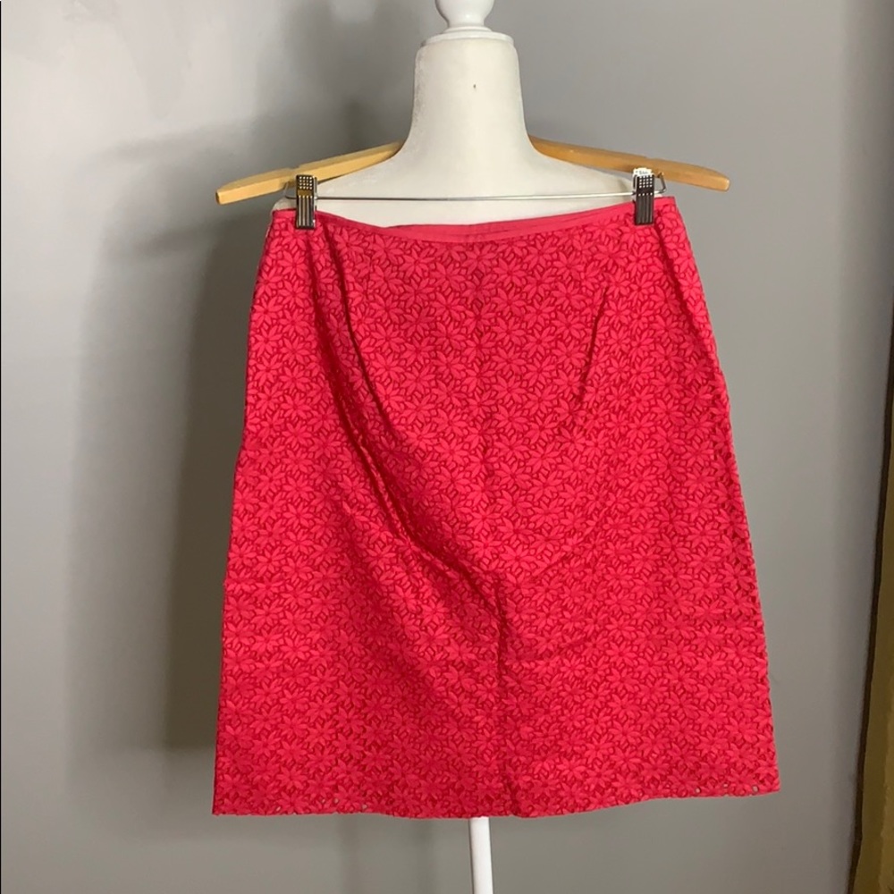 Ann Taylor Hot Pink Flower Eyelet Skirt 8 - Picture 6 of 6
